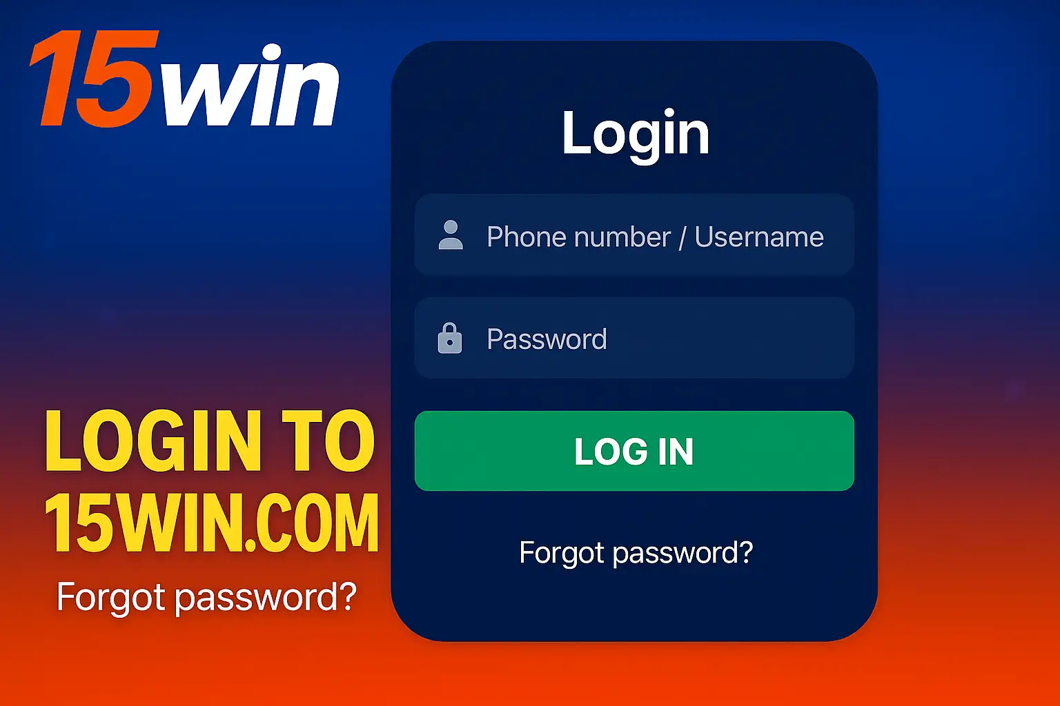 Criar uma nova Conta no plataforma 15WIN.COM